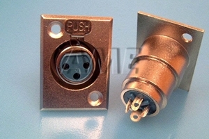 konektor XLR samice přístrojová, kovová, montáž na panel 