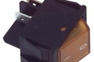 Vypínač síťový dvoupólový kolébkový žlutá kontrolka - 220V, 2x16A     22x30x30